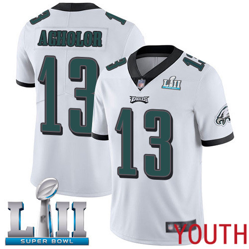 Youth Philadelphia Eagles #13 Nelson Agholor White Vapor Untouchable NFL Jersey Limited Player Super Bowl LII